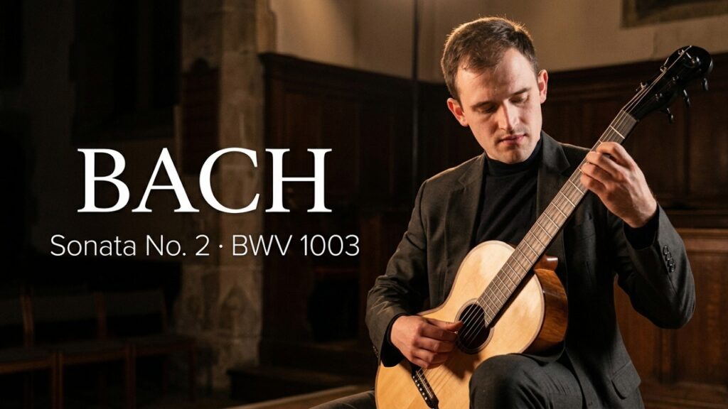 Zsombor Sidoo performing Bach’s Sonata No. 2 on guitar